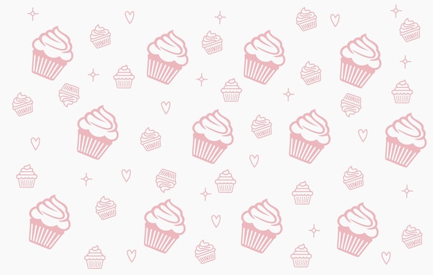 Bakery Cake Strawberry Hand Drawn Doodle Seamless Pattern 005