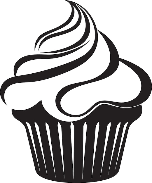 Bakery Elegance Cupcake Icon Black Logo Gourmet Bliss Black Logo Vector Cupcake