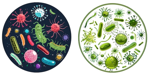 Plik wektorowy bakterie i zarodniki w kręgu