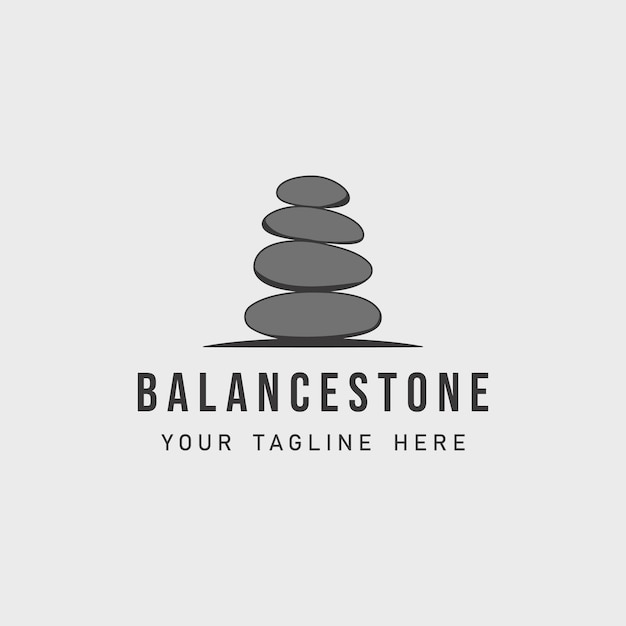 Balance Stone Logo Vintage Minimalistyczny Wektorowy Ilustracja Szablon Graficzny