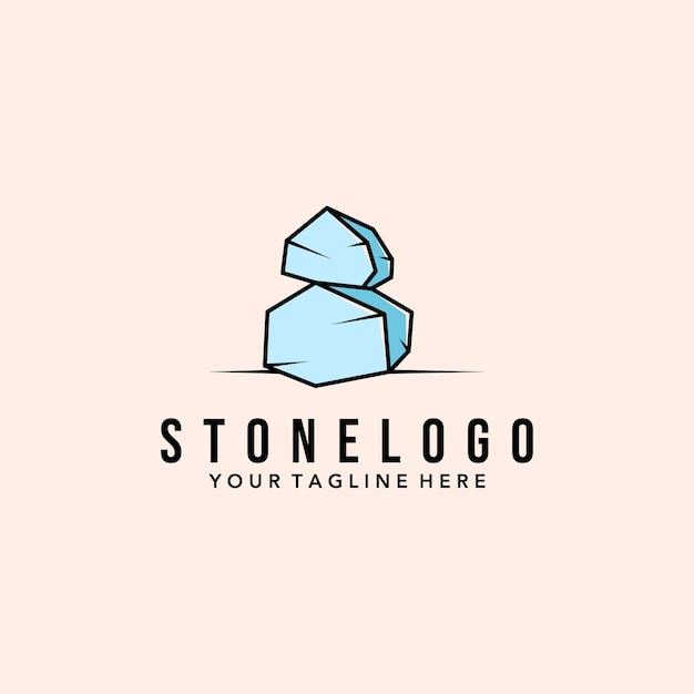 Balance Stone Minimalistyczne Logo Line Art Ilustracja Wektorowa Szablon Projektu Niebieski Stos Projektowania Logo Kamienia