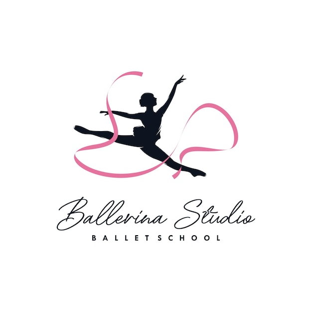 Balerina Z Szablonem Projektu Logo Wstążki