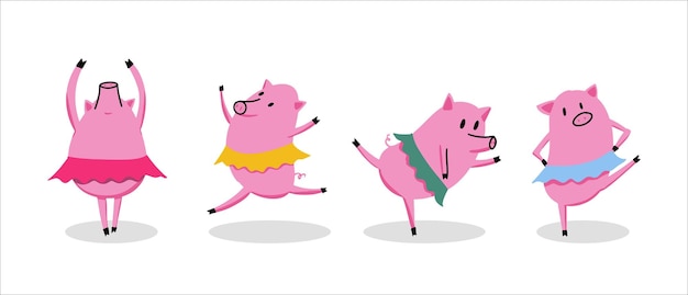 Balet Tańczących świń W Kolorowych Spódniczkach