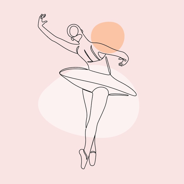 Plik wektorowy baletowa kobieta w stylu sztuki ciągłej linii