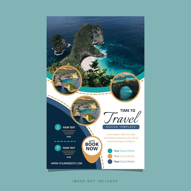 Bali Travel Holiday Vacation Flyer Broszura Plakat Koło Puste Miejsce Szablon Projektu