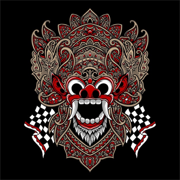 Balijski barong maska ornament wektor