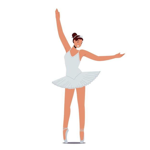 Ballerina Girl Wear Tutu I Pointe Shoes Stań W Pozycji Trening Kobiecej Postaci W Szkole Baletowej ćwicz Taniec