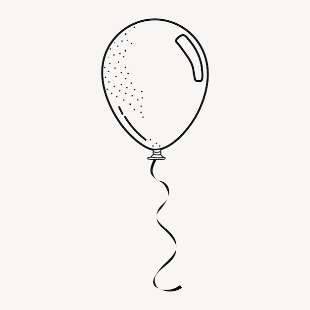 Balloon doodle collage element uroczy czarno-biały ilustracja wektor