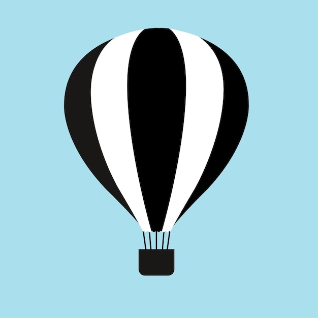 Balon Czarno-biała ilustracja na niebieskim tle