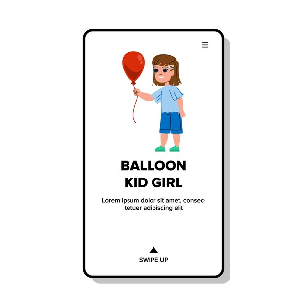 Balon dziecko dziewczyna wektor