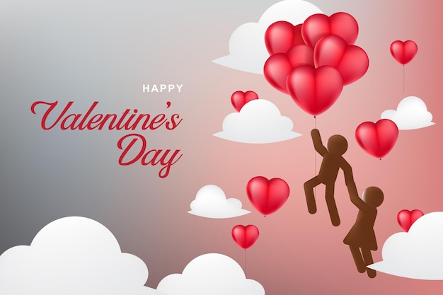 Balon Miłość Z Parą. Tło Valentine's Day