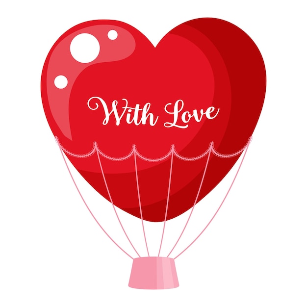 Plik wektorowy balon z czerwonym sercem z miłością. ilustracja, tło na walentynki i wesele, wektor