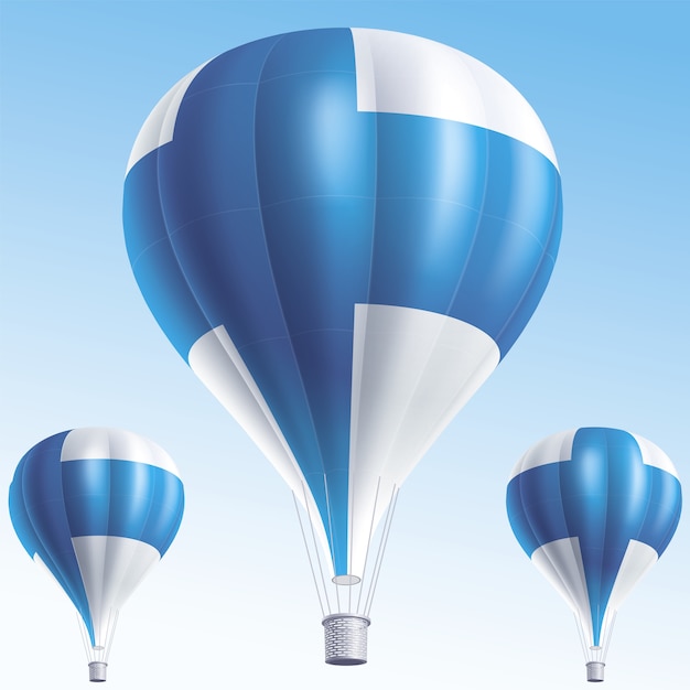 Plik wektorowy balony na ogrzane powietrze malowane jak flaga finlandii