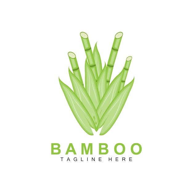 Bambus Logo Zielona Roślina Projekt Natura Drzewo Wektor Ilustracja Ikona
