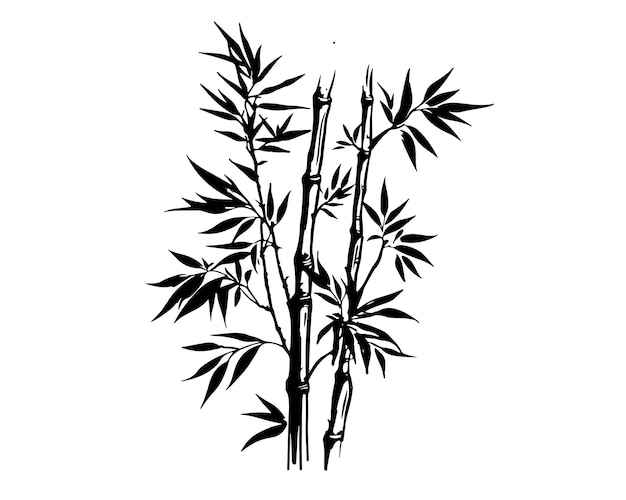 Bambusowe drzewo ręcznie rysowane styl wektor