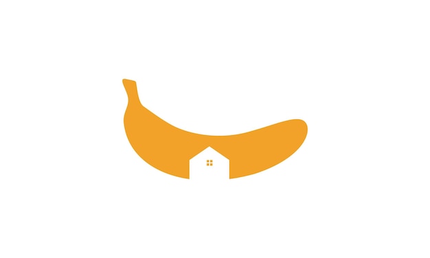 Banan Owocowy Z Logo Domu Symbol Wektor Ikona Ilustracja Projekt