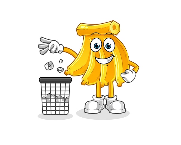 Banan Rzut maskotka śmieci. kreskówka wektor