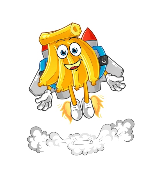 Banan Z Maskotką Jetpack. Kreskówka Wektor