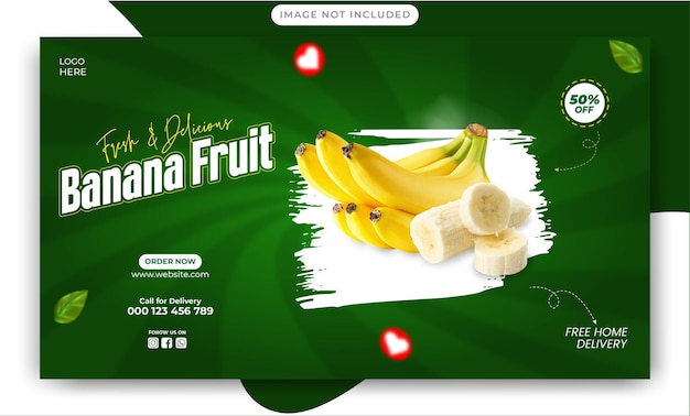 Plik wektorowy banana fruit banana social media banner design for summer super sale szablon projektowania