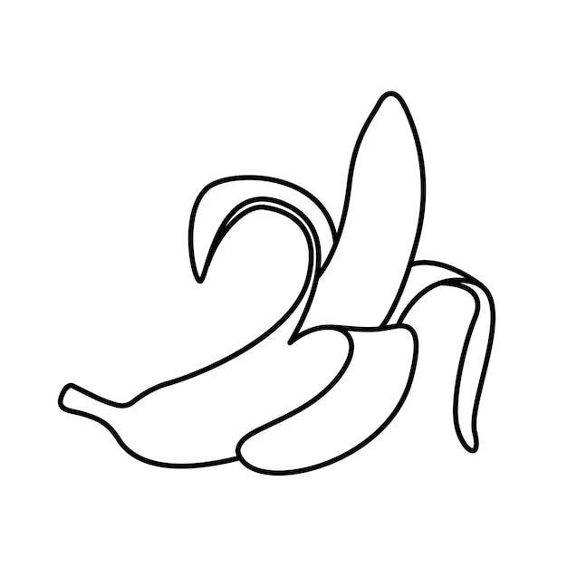 Banana linear drawing Icon Banana fruit linear icon Sketch for coloring