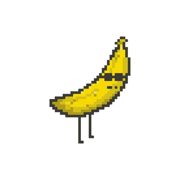 Banana pixel art character 8bit Izolowana ilustracja wektorowa