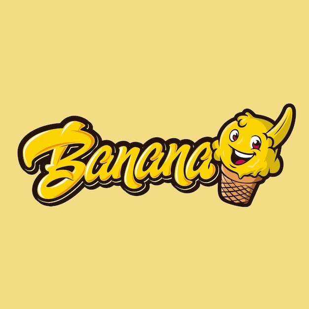 Bananowe Lody Ilustracja Logo Wektor