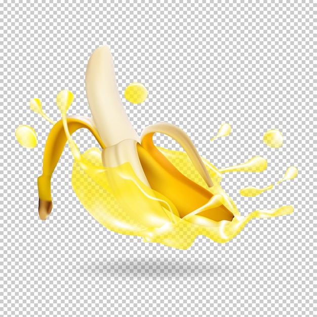 Bananowy Sok Owocowy Splash Wektor Realistyczna Ilustracja