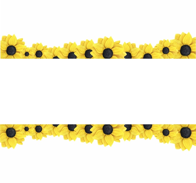 Baner Akwarela Słonecznik Kwiat Kompozycja Kolorowe Kwiaty Do Dekoracji Pocztówek