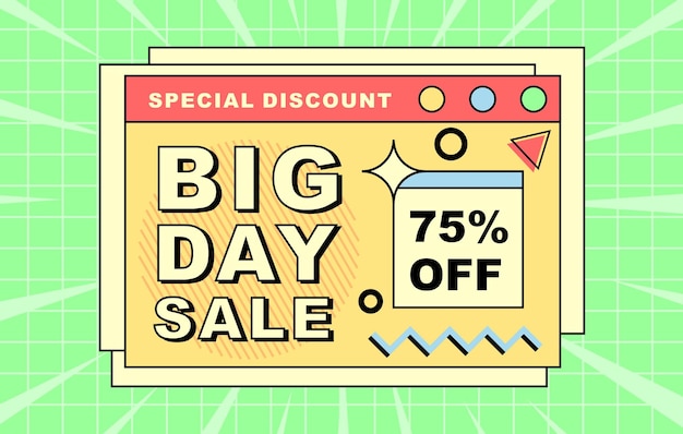 Baner Big Day Sale W Modnym Stylu Starej Szkoły