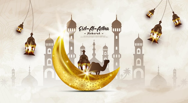 Baner Festiwalu Islamskiego Eid Al Adha Mubarak