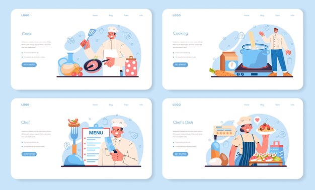 Baner Internetowy Lub Zestaw Strony Docelowej Szefa Kuchni. Specjalistyczne Przygotowanie Kulinarne