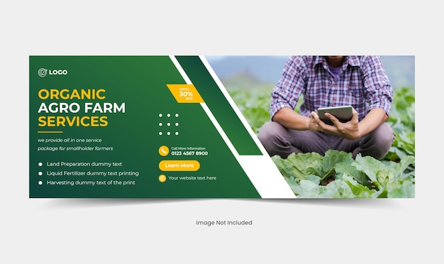 Plik wektorowy baner internetowy w mediach społecznościowych agro farm lub usługi ekologicznej farmy rolniczej obejmują szablon banera
