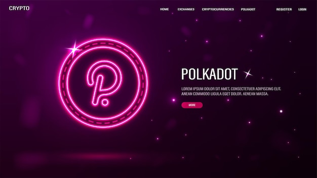 Baner Internetowy Z Jasnoróżowym, Neonowym Logo Polkadot Dot Na Fioletowym Tle