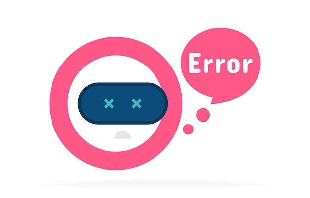 Baner Koncepcyjny Błędu Chatbota Projektowanie Logo Chatbota Bot Dla Błędu Witryny I Usługi Płaska Ilustracja Wektorowa