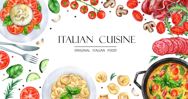 Plik wektorowy baner kuchnia włoska zestaw dań włoskich