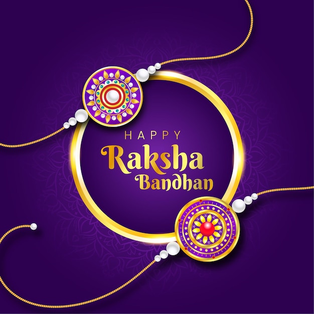 Plik wektorowy baner mediów społecznościowych raksha bandhan z fioletowym i złotym
