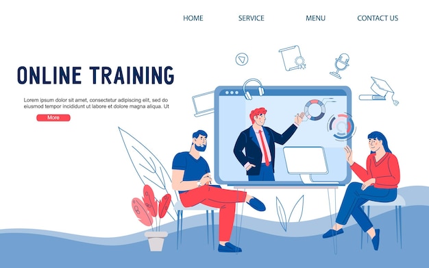 Baner na stronie internetowej szkolenia wideo lub konferencji Zdalna edukacja lub komunikacja