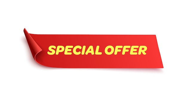 Baner oferty specjalnej. Czerwona etykieta rabatowa.