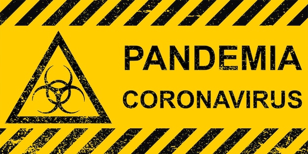 Plik wektorowy baner pandemia koronawirusa znak niebezpieczeństwa żółty pandemia koronawirusa pasiasty baner