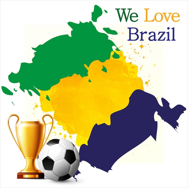 Plik wektorowy baner piłkarski brazylii na szczycie pędzla akwarelowego