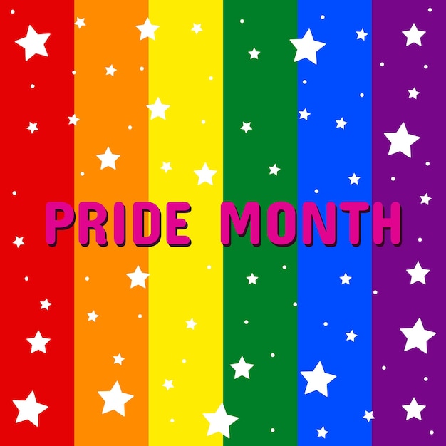 Baner Plakat Tło Naklejki Z Tęczowymi Gwiazdami I Tekstem Pride Month