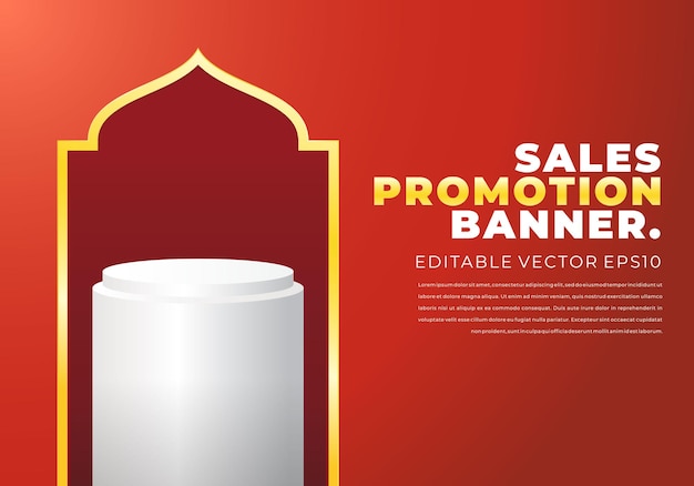 Baner Promocyjny Sprzedaży Na Sprzedaż Ramadanową Z Okrągłym Cokołem Cokołu Lub Sceną Wystawową