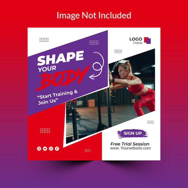 Baner reklamowy fitness na Instagramie