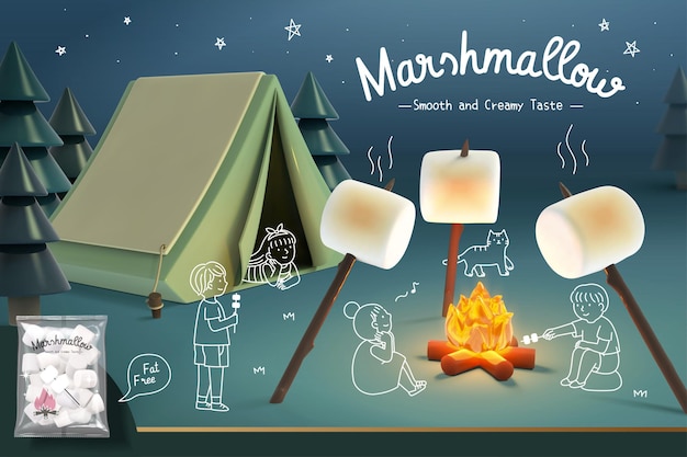 Baner Reklamowy Marshmallow Z Kempingiem