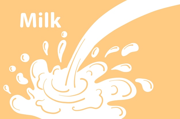 Baner rozprysków mleka Nabiał rozpryskuje białe kremowe płynne krople Element przepływu mleka z świeżej żywności rolniczej