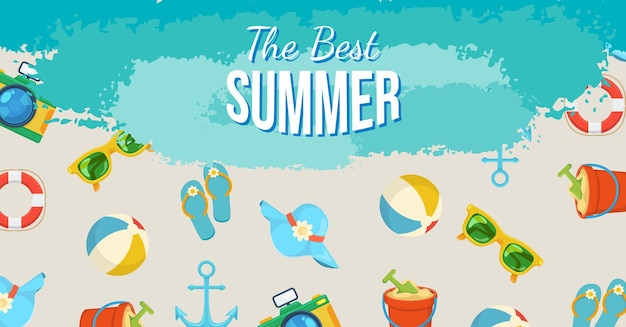 Baner sezonu letniego z plażą nad morzem