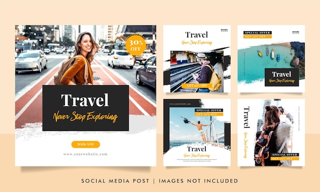 Plik wektorowy baner sprzedaży podróży i szablon postu w mediach społecznościowych