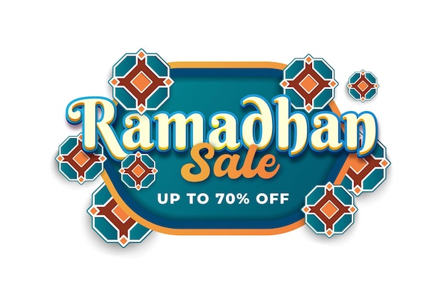 Baner sprzedaży Ramadan z niebieskim tłem
