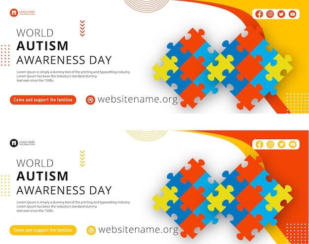 Plik wektorowy baner światowego dnia świadomości autyzmu