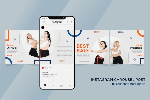 Baner szablonów instagram karuzela na sprzedaż mody kolorowe premium